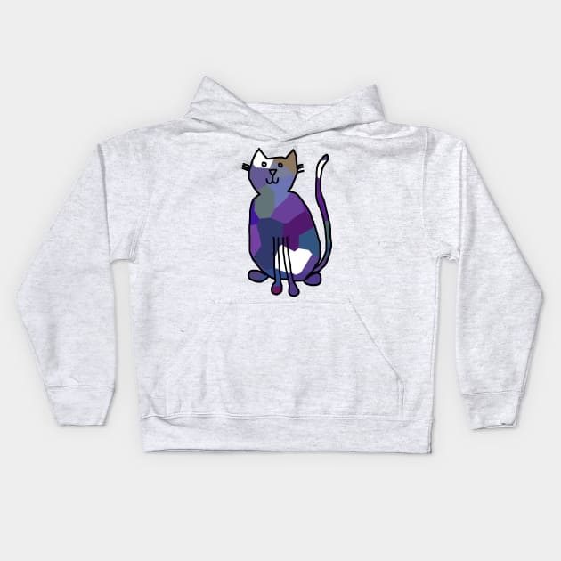 Blue Crystal Cat Animals Kids Hoodie by ellenhenryart